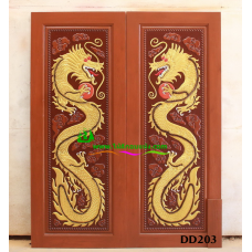 ประตูไม้สักบานคู่ รหัส DD203